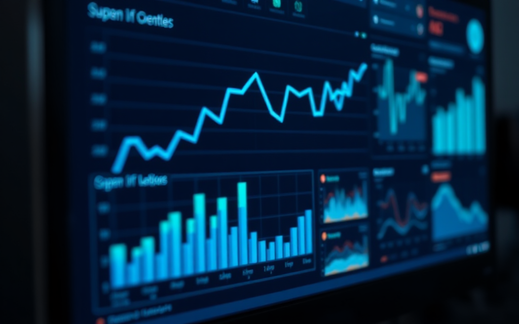 Monitor mostrando un panel de analítica con gráficos de métricas en tiempo real